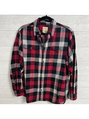 Red Head Brand Men’s Black & Red Checkered Flannel Button Down Shirt. Size L